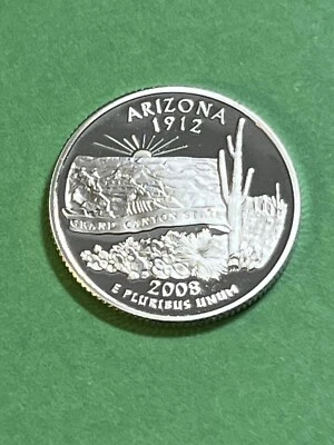 2008-S  SILVER GEM PROOF ARIZONA STATE QUARTER 90% SILVER — - Image 1 of 2