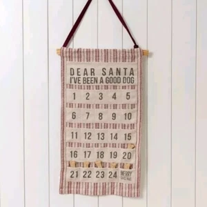 Primitives by Kathy Rustic Fabric Advent Countdown Calendar Dog Christmas Sign - Picture 1 of 13