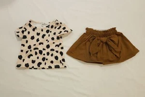 Marie Nicole Kid's Girl's Cow Print Shirt & Skirt Set AC9 White Size 3XS NWT - Picture 1 of 7