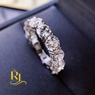 Moissanite Eternity Wedding Band Solid 14K White Gold 2 CT Round Cut For Women