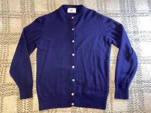 Jacques de Loux Womens 100% Cashmere Navy Blue Buttoned Cardigan Sweater Size 38 - Picture 1 of 18