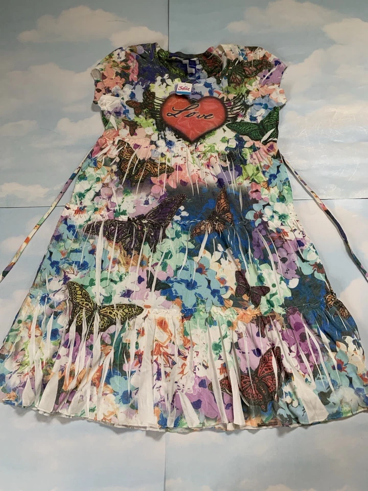 Vestido Justice Girls Talla 18 Claro Multicolor Floral Mangas Cortas Hasta la Rodilla Foto 1 de 4