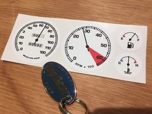 Kids Pedal Car Stickers Set - Speedo Rev Water & Temperature - Black on White - Picture 1 of 1
