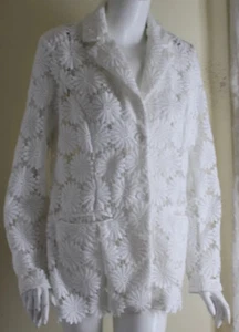 Berek Sz L WHITE Lace Floral Daisy Blazer Jacket Amazing Fantasy Piece - Picture 1 of 8