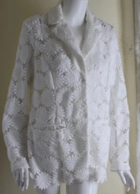 Berek Sz L WHITE Lace Floral Daisy Blazer Jacket Amazing Fantasy Piece - Image 1 of 4