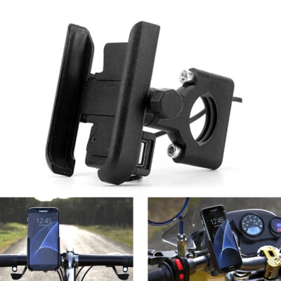 Universal Motorcycle Motorbike Mobile Phone Holder Bracket Mount With USB Charge - Image 1 of 4