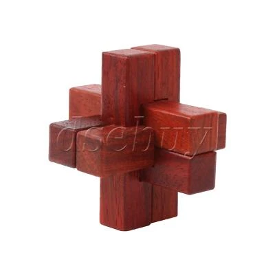 6合1孔明鲁班红木拼图锁圣诞礼物红色 — 第 1/4 张图片