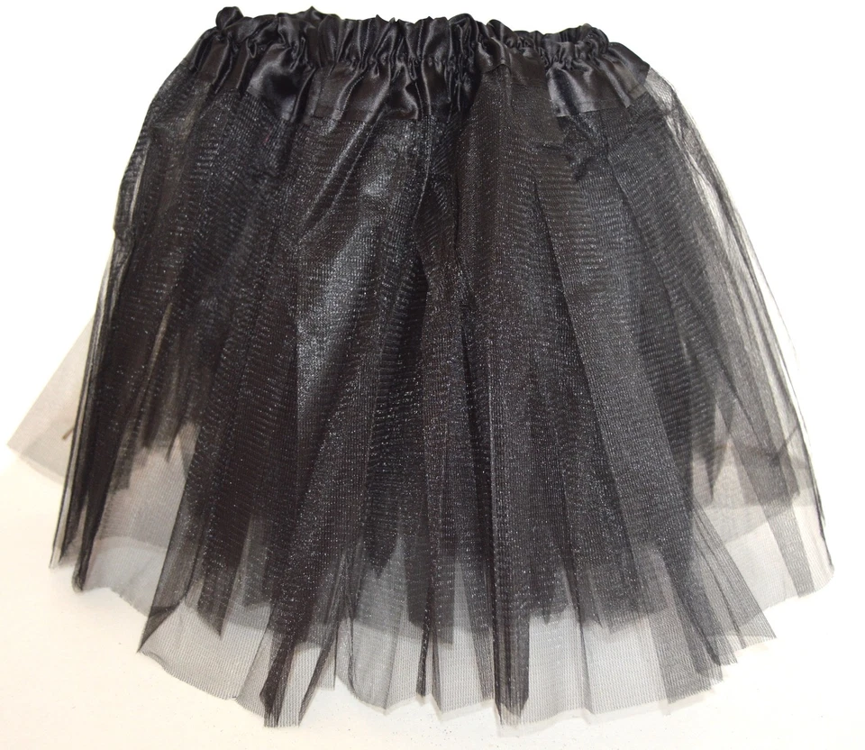 NEW Black Net Tutu With Triple Layered Skirt Kids Children Fancy Dress Halloween - Image 1 of 1