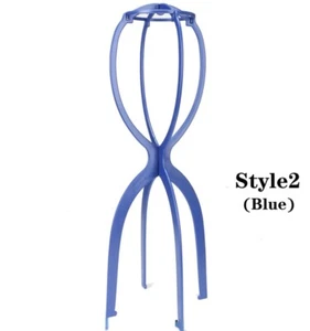 3 Pc Blue Plastic Light Wig Hair Holders Stand Folding Hat Cap Durable Display - Picture 1 of 3