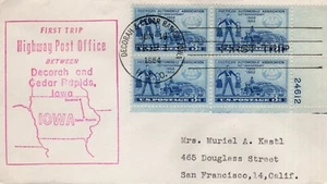 FIRST TRIP TRIP 1 DECORAH & CEDAR RAPIDS, IA HPO 1954 FDC19493 - Bild 1 von 1