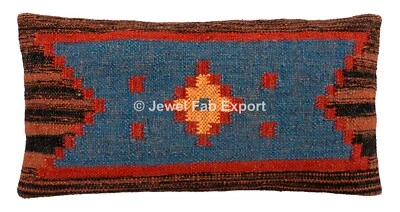 12"x24"Handmade Jute Cushion Cover Home Decorative Kilim Throw Sofa Pillow Cover - Image 1 of 3