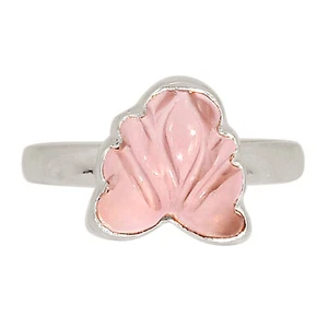 Natural Carved Rose Quartz 925 Sterling Silver Ring Jewelry s.7 ALLR-27504 - Picture 1 of 1