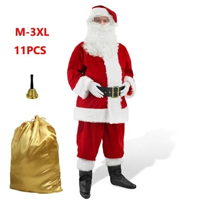 Men's Santa Claus Costume 11PCS. Christmas Adult Deluxe Santa Suit - Image 1 of 4