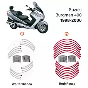 Kit strisce adesive cerchi scooter compatibili con Suzuki Burgman 400 1998-2006 - Foto 1 di 5