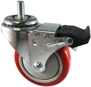 Rueda de poliolefina de poliuretano rojo de 3"" x 1,25"" - 1/2""-13x1-1/2 - Imagen 1 de 1