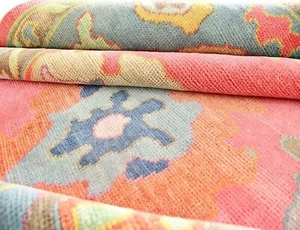 Handmade Modern Oushak Pink 100% Wool Hand Knotted Area Rugs 6x9 8x10 9x12 10x14 - Picture 1 of 14