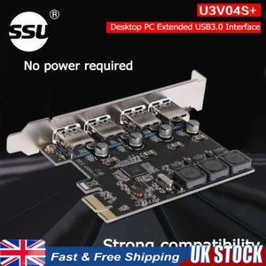SSU U3V04S+ 4 Port USB 3.0 PCIe Expansion Card PCI Express USB Hub Adapter