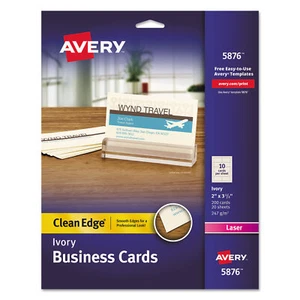 Avery Clean Edge Business Cards 2 x 3.5 Ivory 200 Cards 05876 - Picture 1 of 9