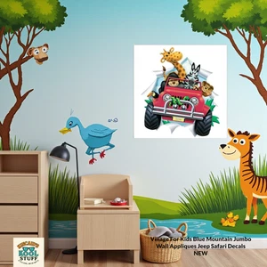 Dorf für Kinder Blue Mountain Jumbo Wandapplikationen Jeep Safari Aufkleber NEU - Bild 1 von 12