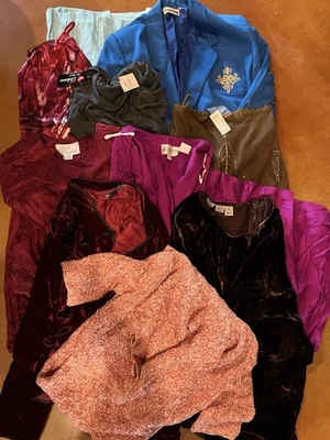 Lote De Colección De 10 Telas De Seda/Algodón/Variedad Años 90 Ropa Anne Klein Foto 1 de 4