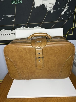 Maleta de cuero marrón vintage Airway Industries equipaje bolso para pasar la noche  Foto 1 de 4