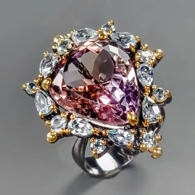 Anillo Único 26 quilates Anillo Ametrino Natural Plata de Ley 925 Talla 7/R428858 Foto 1 de 4