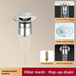 Push-Type Floor Drain Filter Sealing Washbasin Plugs Shower Hair Catcher - Picture 1 of 12
