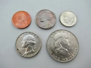 1950 D Brilliant Uncirculated Silver Coin Set,  5 pc Denver - Picture 1 of 3