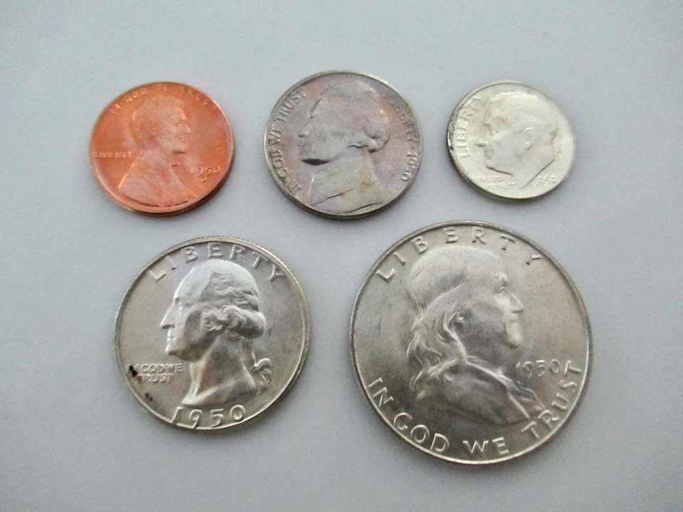 1950 D Brilliant Uncirculated Silver Coin Set,  5 pc Denver - Image 1 of 3