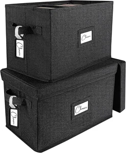 Vinyl Schallplatten Aufbewahrungsbox 2er Set - für 7"/45 RPM Lps, schwarz Etui mit Deckel hält - Bild 1 von 7