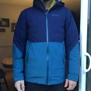 Marmot Men Sz Small 3 In 1 Rain Insulated Zip Out Jacket Coat Blue KT Component - Picture 1 of 5