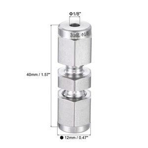 Raccordo Tubo Compressione 1/8" Tubo OD x 1/8" Tubo OD 316 Acciaio Inox Nuovo - - Foto 1 di 5