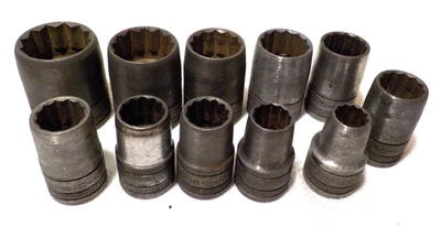 Set of 10 S-K Tools SOCKETS. 1/2" Drive. 12-point. 7/16" to 1". Vintage - Image 1 of 4