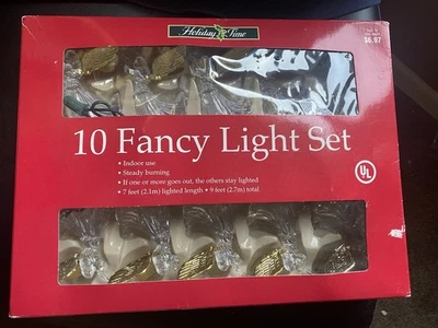 Holiday Time 10 Light Set Angels Gold Wings Tree Clips - Image 1 of 4