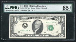 FR. 2018-L* 1969 $10 *STAR* FRN SAN FRANCISCO, CA PMG GEM UNCIRCULATED-65EPQ - Picture 1 of 2