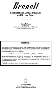 Brenell tape-recorder specifications / circuit diagrams - Picture 1 of 1