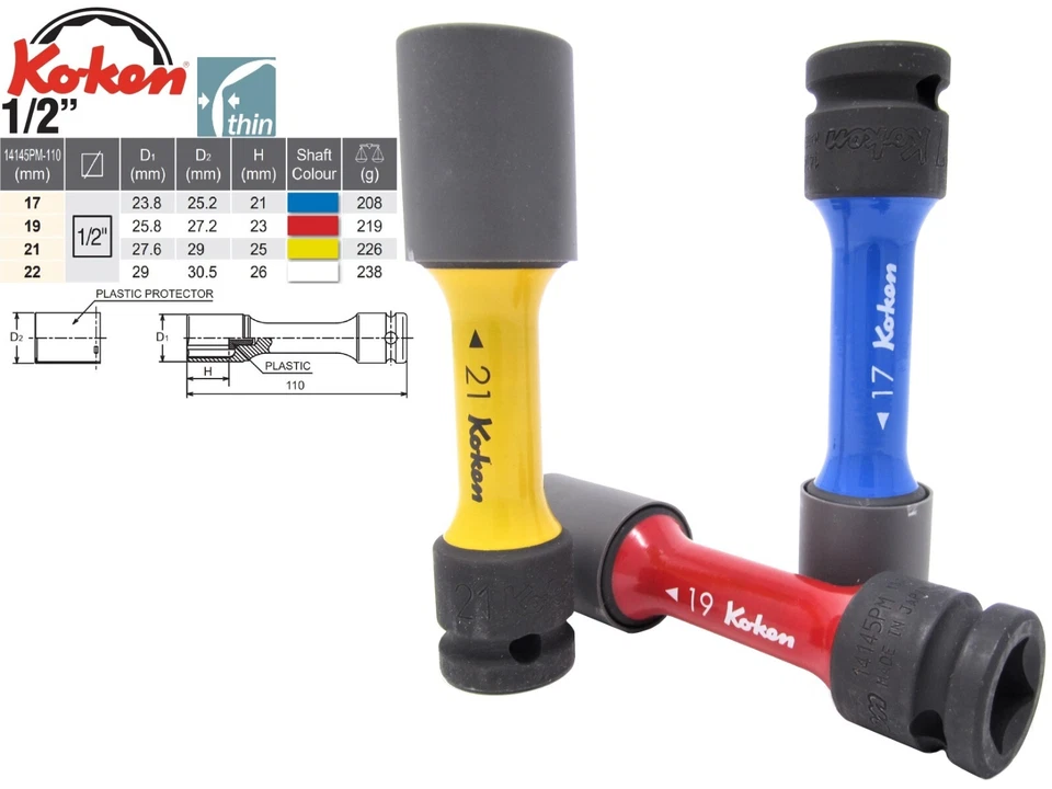KO-KEN Koken Radmuttern Steckschlüssel Satz mit 1/2" Antrieb
