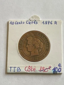 France Currency 10 Centimes Ceres 1876 A (10-1/1) - Picture 1 of 3