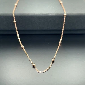 9ct Rose Gold 2mm Flat Trace Bead Chain Necklace Womens 16" 18" 20" 22" 24" New - Picture 1 of 10