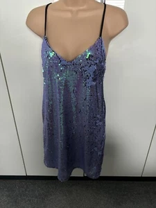 Ladies miss selfridge lilac sequin strappy dress size-10 tagged - Picture 1 of 6