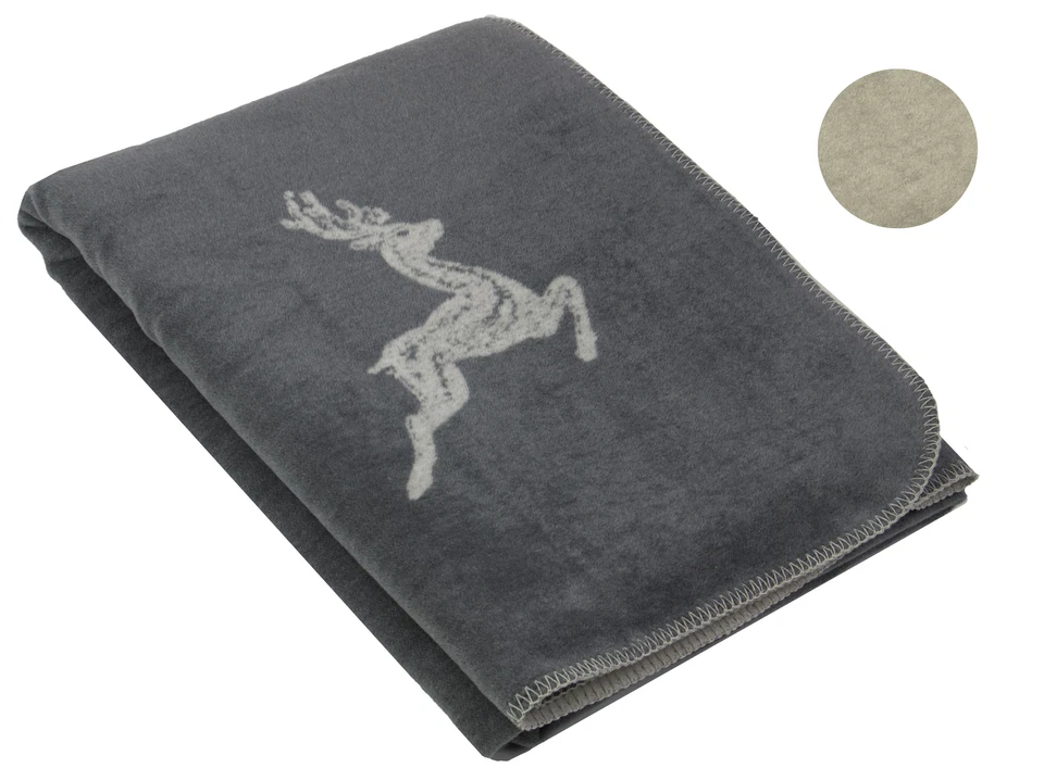 Kuscheldecke Wendedecke mit Hirschmotiv 150x200 cm, weich - Bild 1 von 2