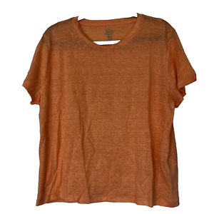 J.Crew Shirts Women Large 100% Linen Short Sleeve Orange Preppy Core