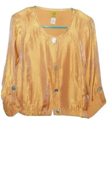 Ruby Rd. Orange Jacket. Size 10. Oyster Shell Buttons. - Image 1 of 4