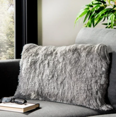 Pillow Throw Decorative Couch Shag Silver Sofa Cover Living Room Glam Home Silky - Image 1 of 4