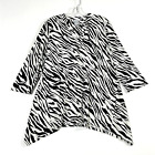 Chicos Zebra Print Slub Tunic 3/4 Sleeve Pullover Black White Womens 2 Large