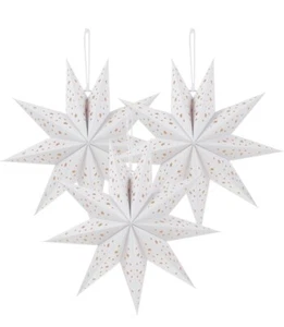 3 Pcs Paper Star Lantern Christmas Decorations Nine Pointed Lampshades@Ch - Picture 1 of 9
