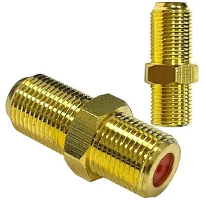 1x F Verbinder Sat Antennen Verlängerung Kupplung Koaxial Kabel Buchse vergoldet - Picture 1 of 5