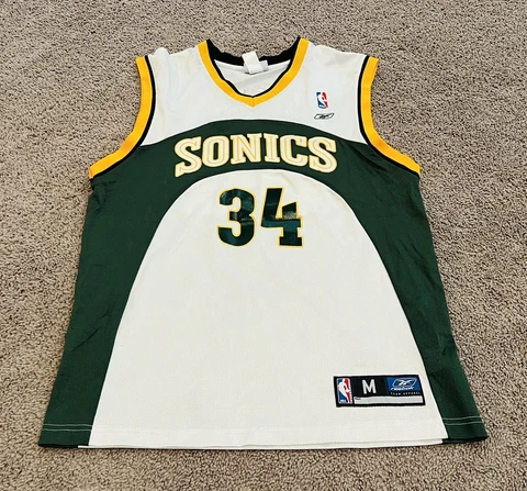 Vintage Reebok NBA Seattle Sonics Basketball Jersey 34 Ray Allen Size Medium Cover