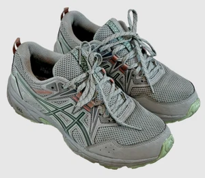 Asics Women's Gel Venture 8 Trail Running Shoes Sz 7.5, Gray Pink and Mint Green - Picture 1 of 11