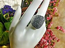 BLACK Ombre crystals & Sterling Silver Ring. Size 6 Amazing Sparkle BY CT